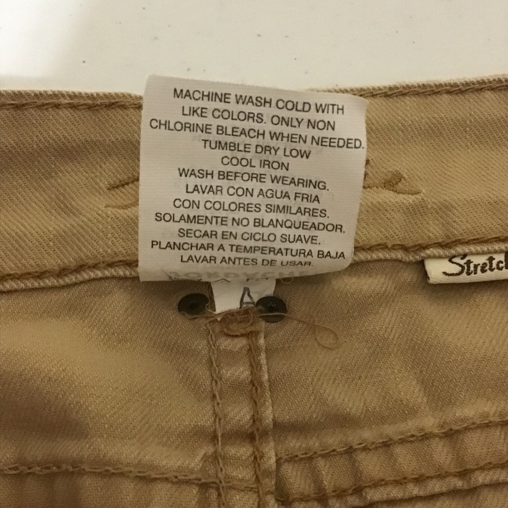 Jordache Khaki Stretch Skirt Juniors Size 11 12 Frayed Hem Embroidered Pockets - Picture 5 of 7